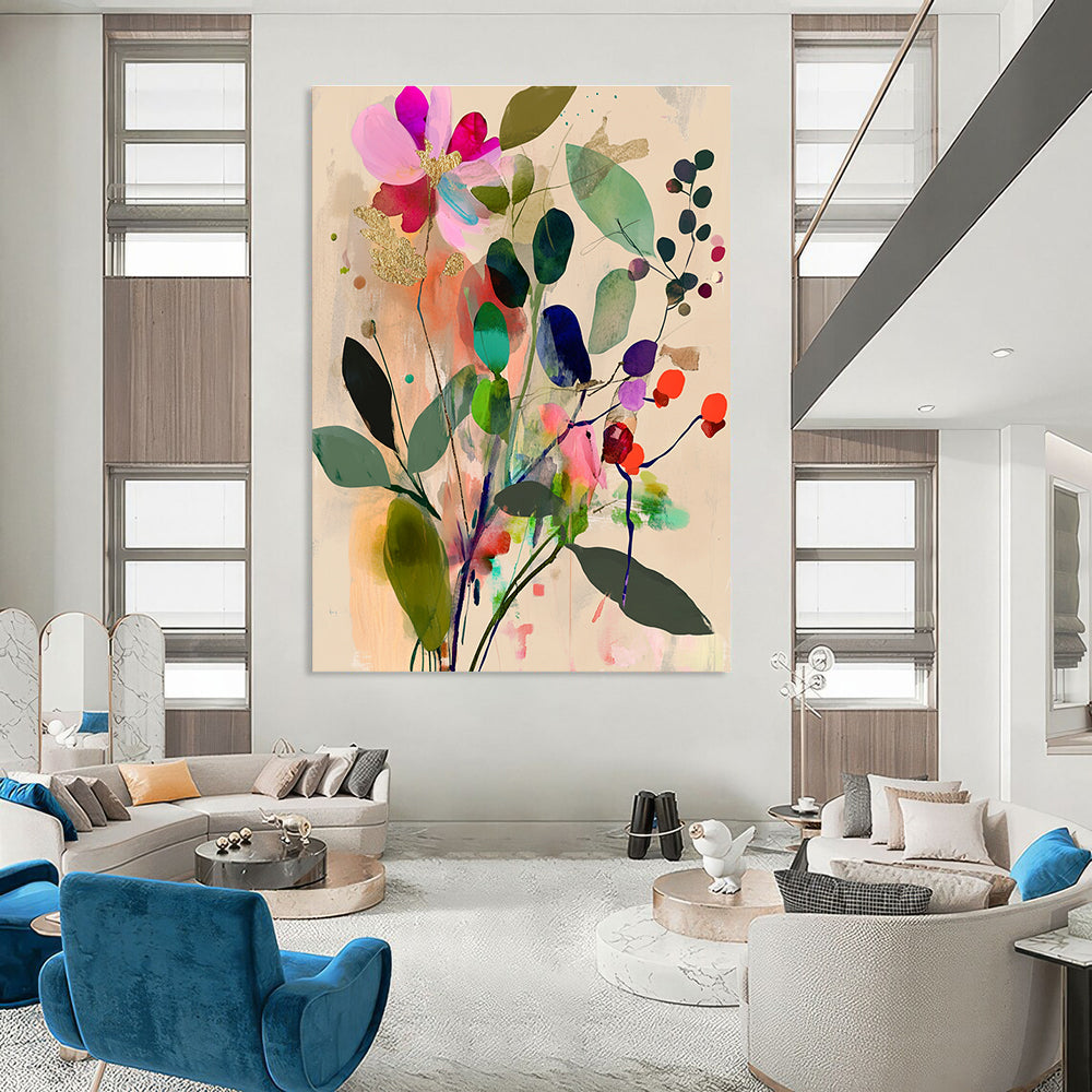Colorful Floral Abstract - Whimsical Botanical Abstract Art GAB0477