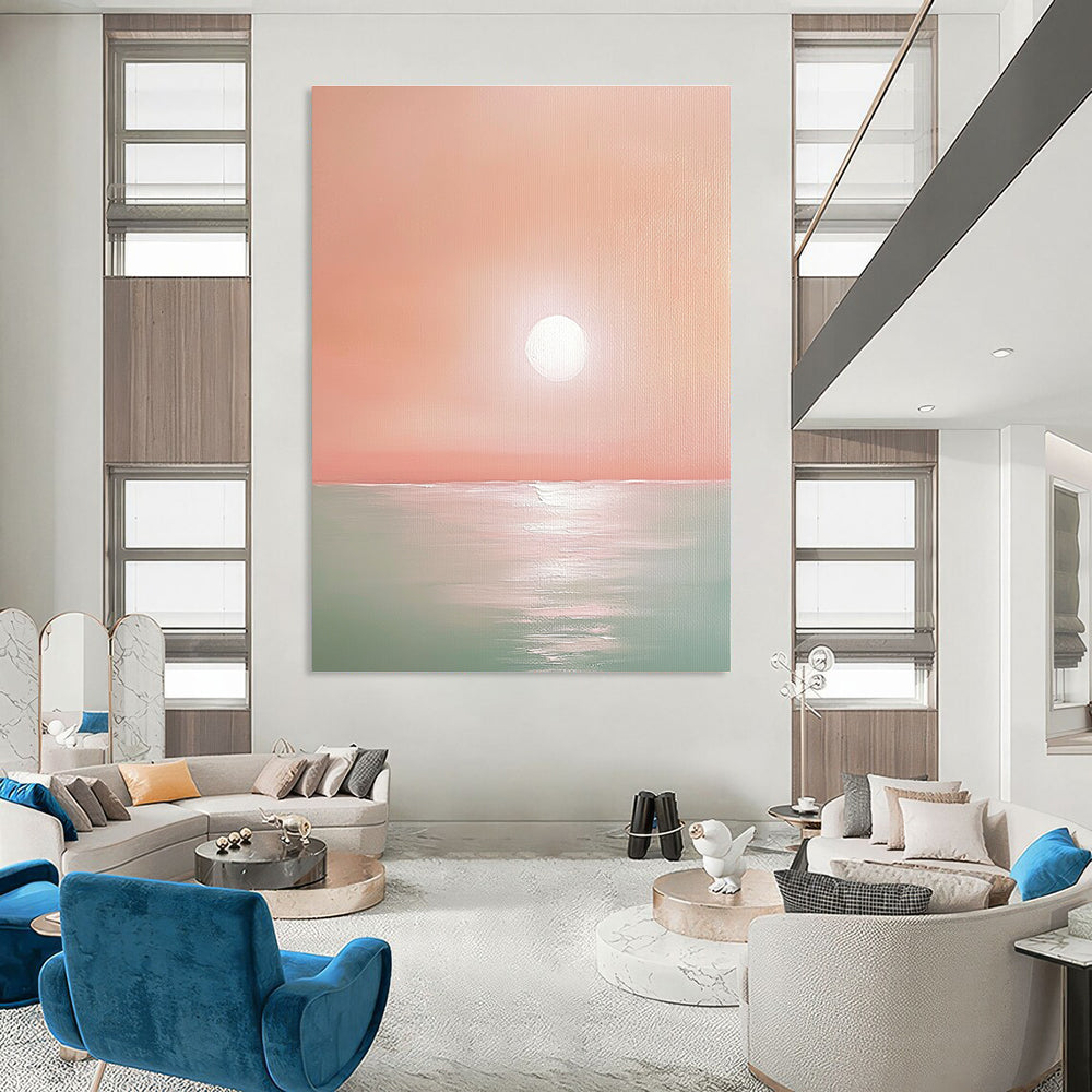 Pink Sunset Over Sea II Calm Abstract Art for Relaxing Nooks GAB1468