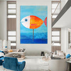 Fish on a Stick Abstract Painting of Quirky Creativity GAB0129