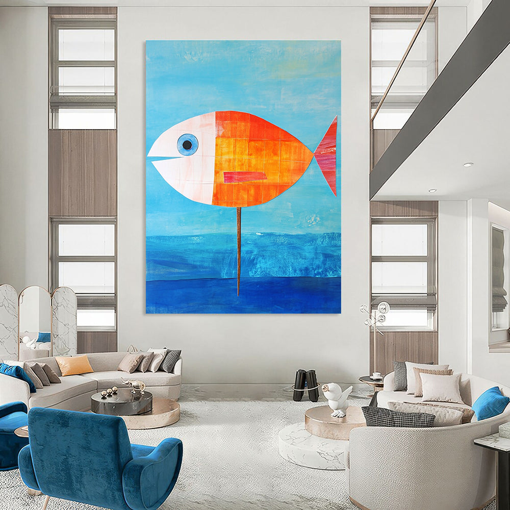Fish on a Stick Abstract Painting of Quirky Creativity GAB0129