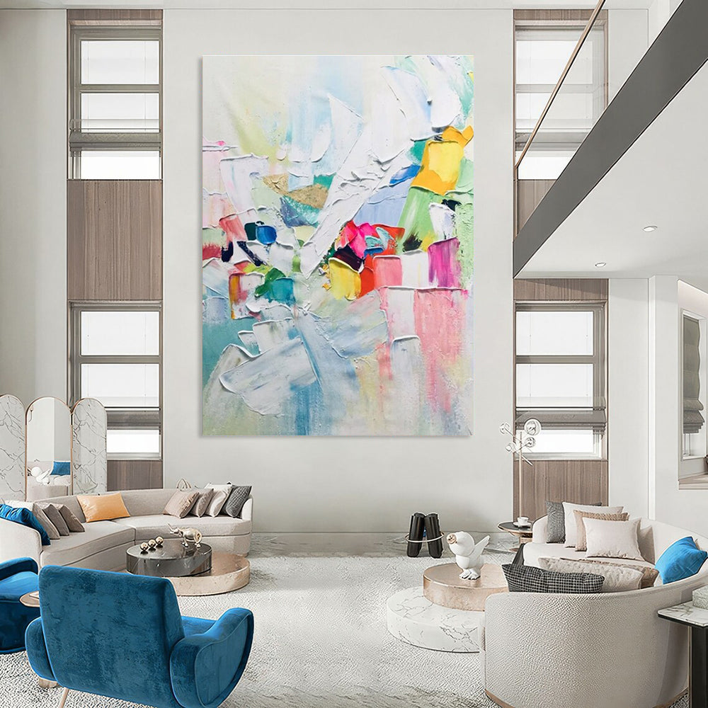 Dynamic Colorful Abstract Composition Painting for Energetic Spaces HENG267