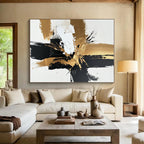 Gold - Black Abstract Burst Painting with Dynamic Opulence WINK366