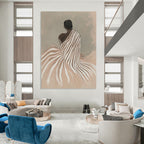 Figure in Striped Robe Serene Narrative Abstract Painting GAB0270