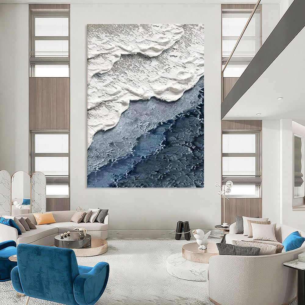Textured Coastal Layers Abstract Painting for Minimalist Beach Homes HENG325