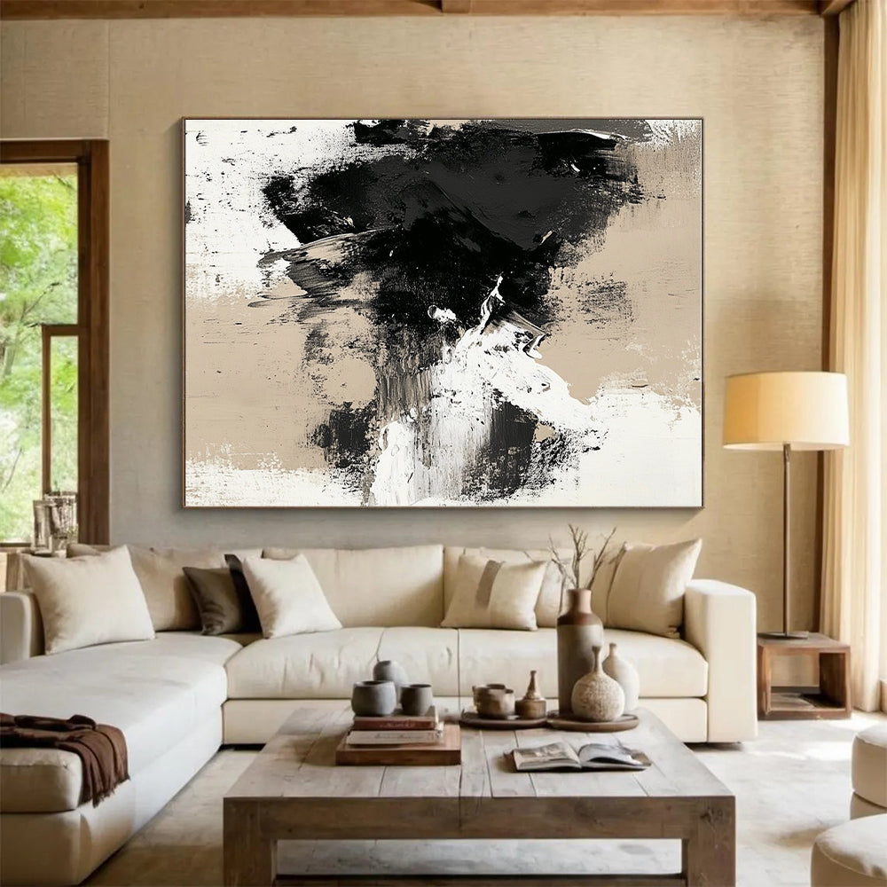 Beige - Toned Abstract Expression Painting with Subtle Drama WINK352