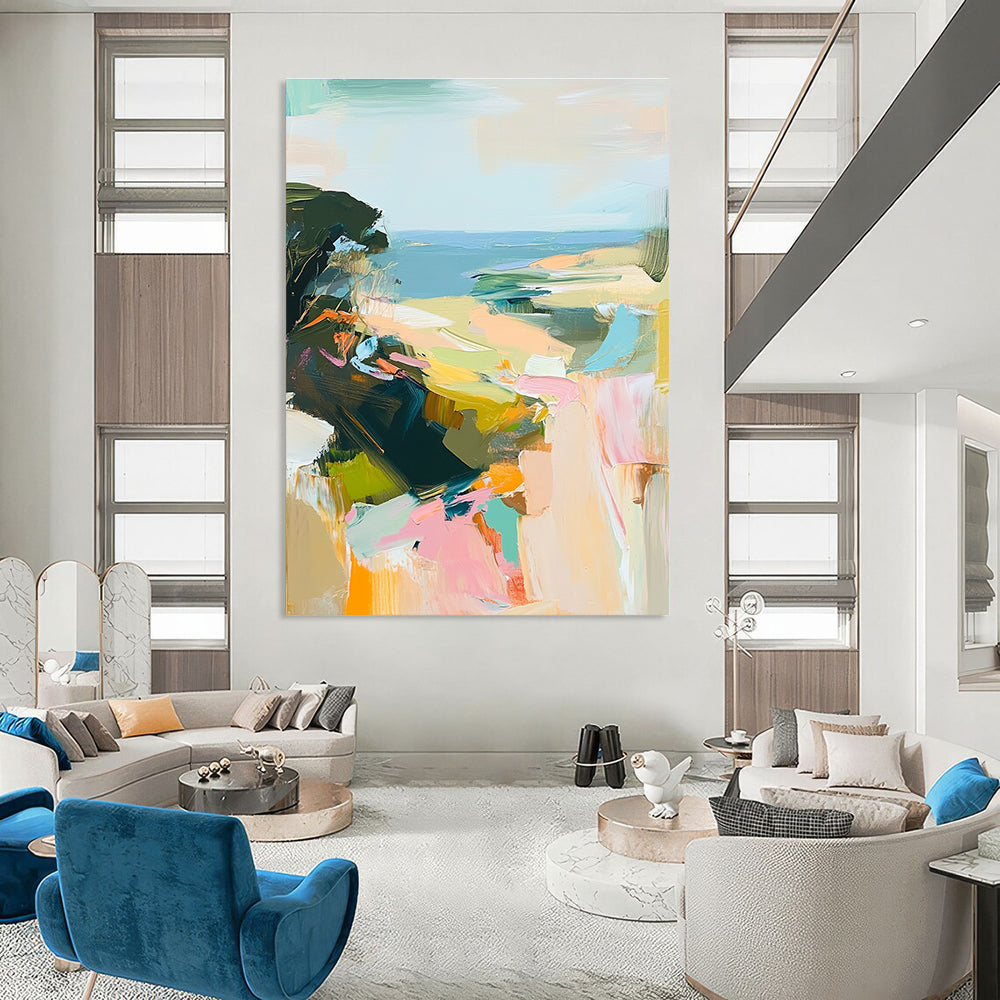 Pastel Coastal View - Soft Landscape Abstract Painting GAB0604