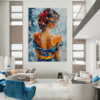 Woman with Red Bow Abstract Painting for Elegant Boutique Dressing Rooms GAB1295