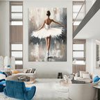 Ballerina in White Tutu Graceful Abstract Painting for Art - Loving Spaces GAB1422