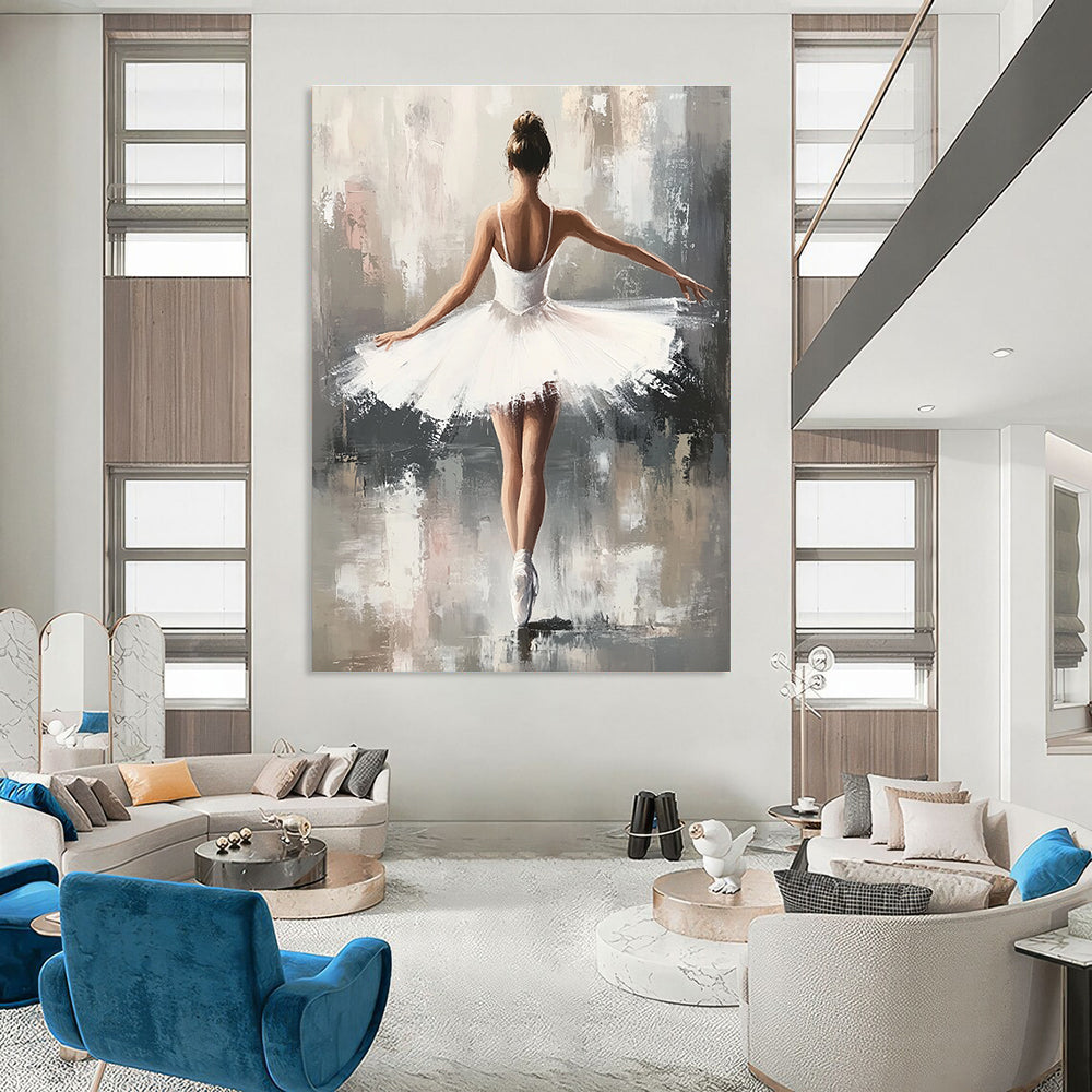 Ballerina in White Tutu Graceful Abstract Painting for Art - Loving Spaces GAB1422