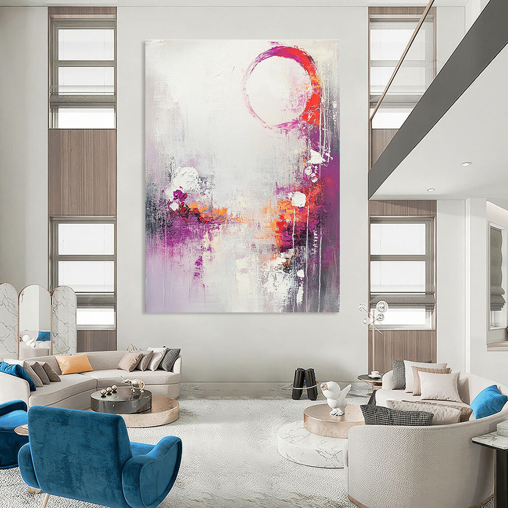 Purple and Orange Abstract Painting for Bohemian - Style Bedrooms GAB0902