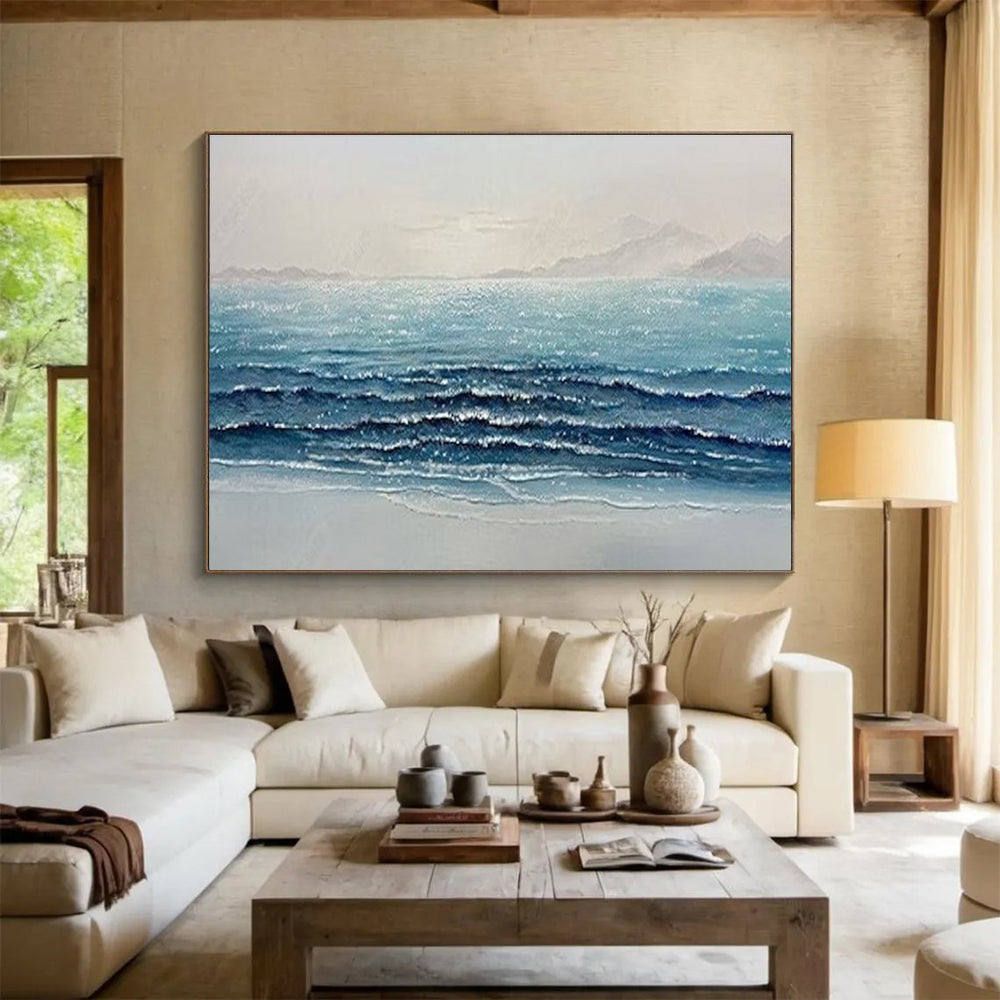 Sparkling Sea Abstract Painting for Nautical - Themed Offices YHT185