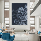 Elegant Monochromatic Floral Silhouette Abstract Painting for Sophisticated Spaces HENG240