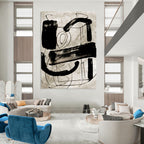 Expressive Black - White Abstract Painting for Edgy Urban Studios HENG169