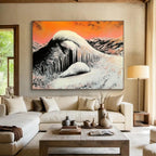 Snowy Mountain with Icicles: Stark Winter Beauty Abstract Painting ABS160