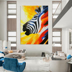 Colorful Zebra Portrait Abstract Painting of Vibrant Wildlife GAB0087
