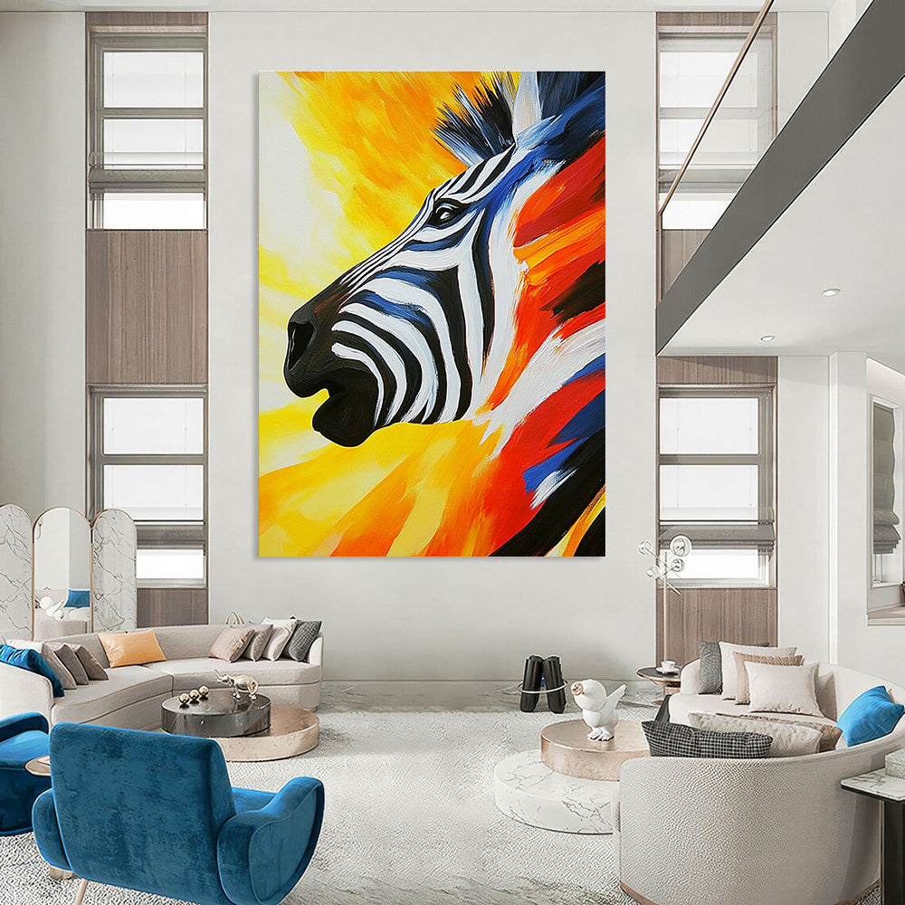 Colorful Zebra Portrait Abstract Painting of Vibrant Wildlife GAB0087