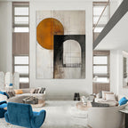 Geometric Abstract with Circle and Arch Painting for Mid - Century Modern Living Rooms GAB1203