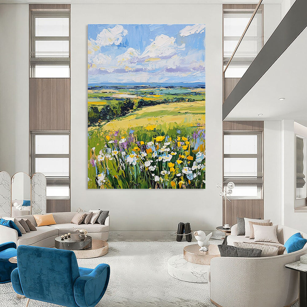 Colorful Field Landscape Expressive Abstract Painting for Countryside Lovers GAB1477