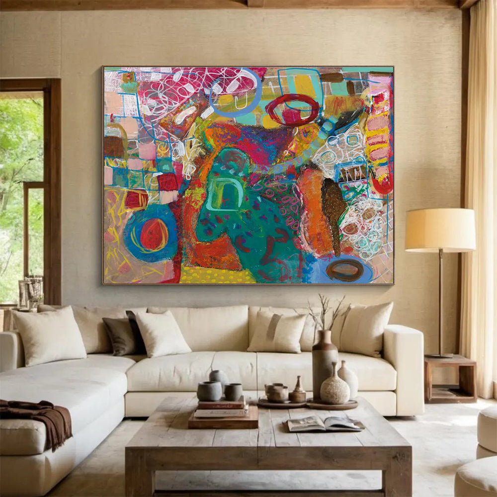 Colorful Abstract Forms Painting for Art - Loving Family Rooms YHT244