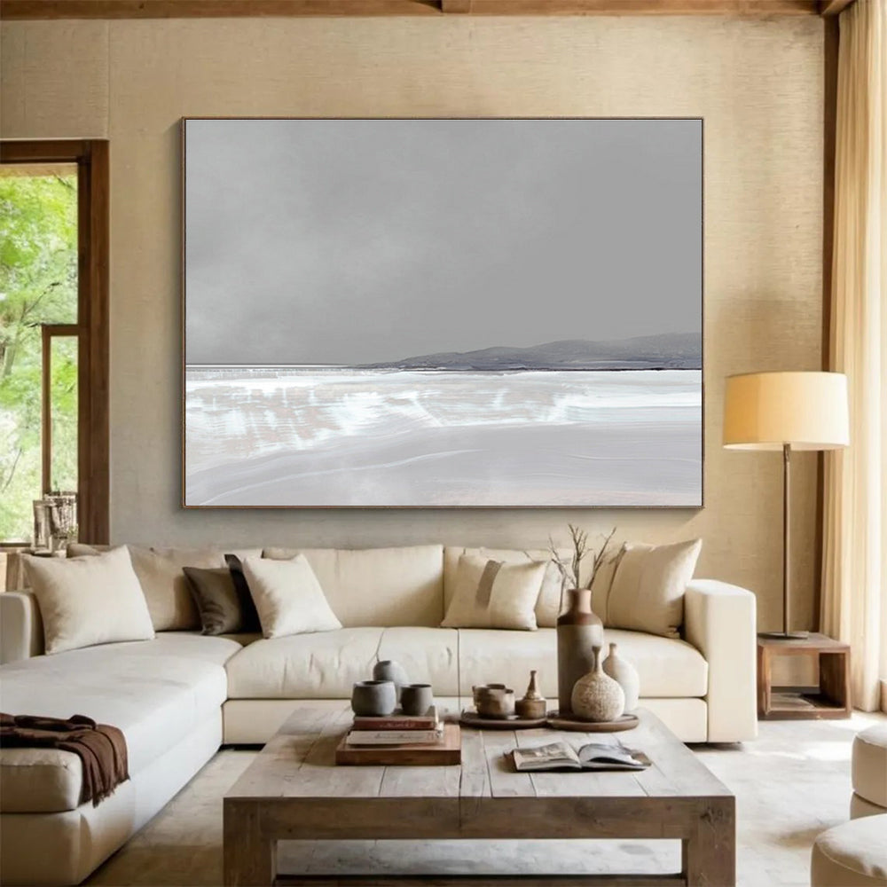 Pale Landscape Abstract Painting for Neutral - Toned Spaces YHT137