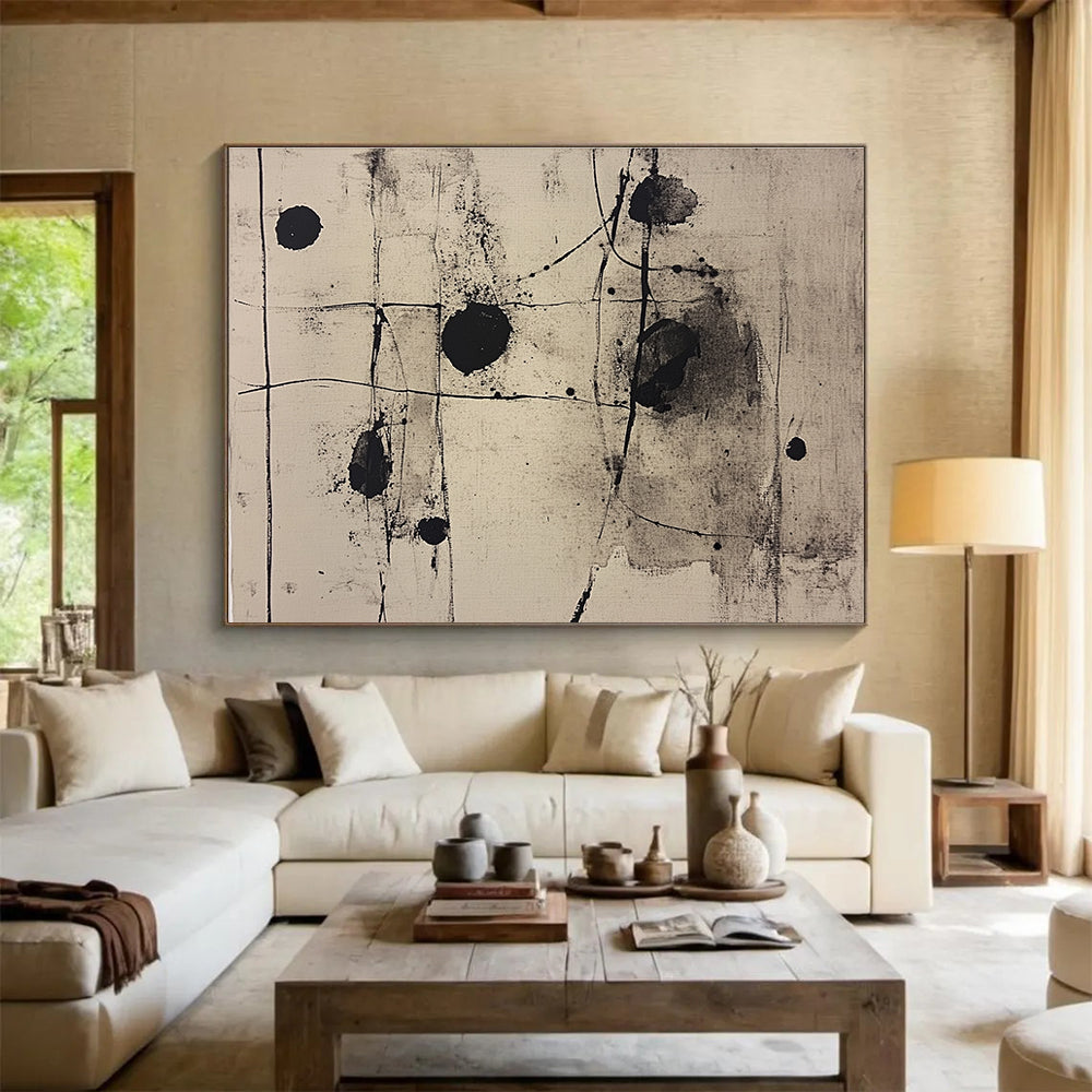 Ink - Splatter Abstract Painting with Dynamic Black and White ABS253