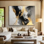 Gold - Accented Mountain Abstract Painting with Majestic Allure WINK320
