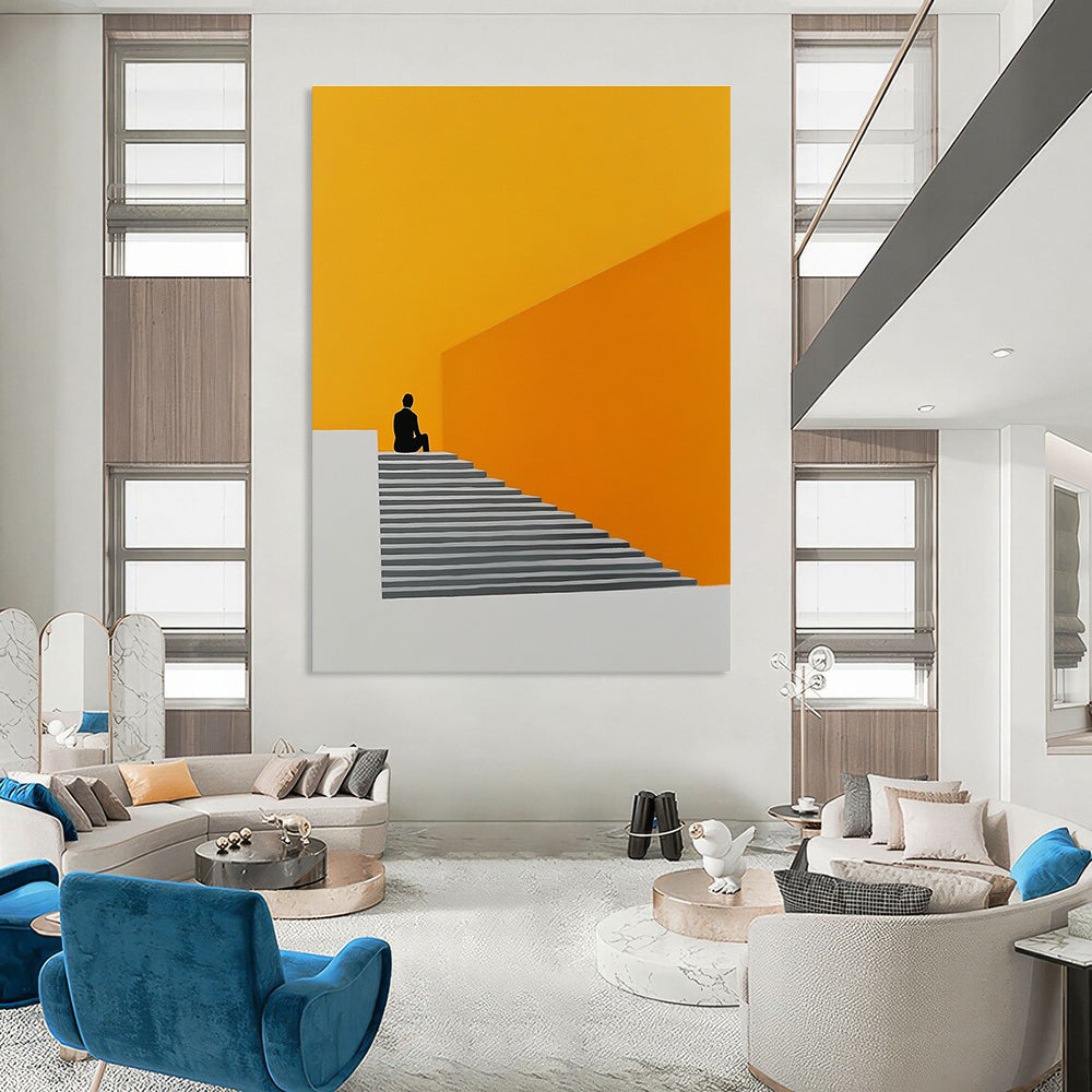 Figure on Stairs Conceptual Abstract Painting GAB0308