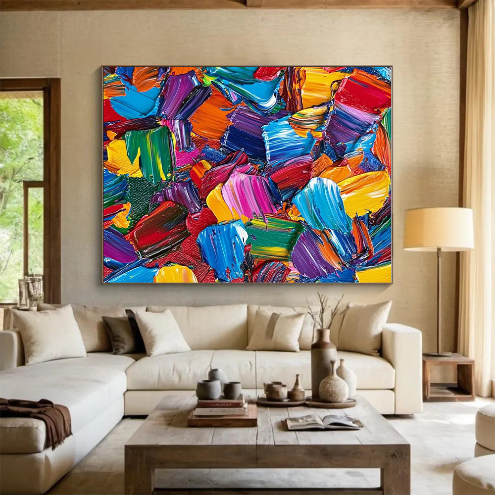 Colorful Palette Knife Strokes Abstract Painting with Vivid Energy WINK080