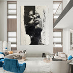 Black - White Abstract Portrait Painting for Edgy Urban Art Galleries HENG139