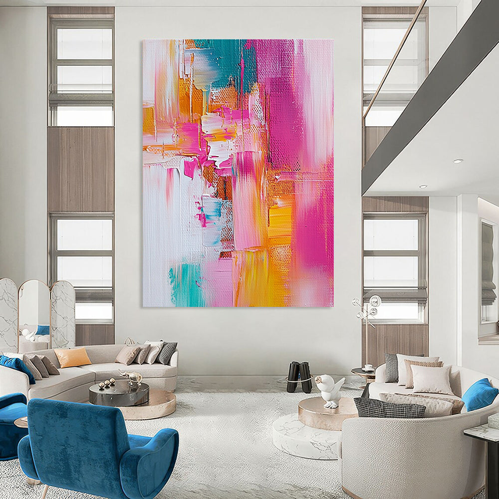 Vibrant Color Block Abstract - Lively Palette - Knife Abstract Painting GAB0657