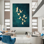 Flying Cranes I Abstract Painting for Asian - Inspired Living Rooms GAB1342