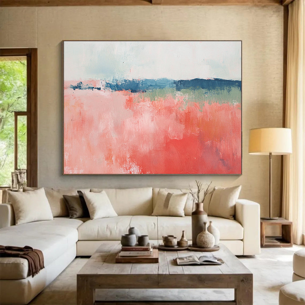 Pink - Blue Abstract Field Painting ABS216