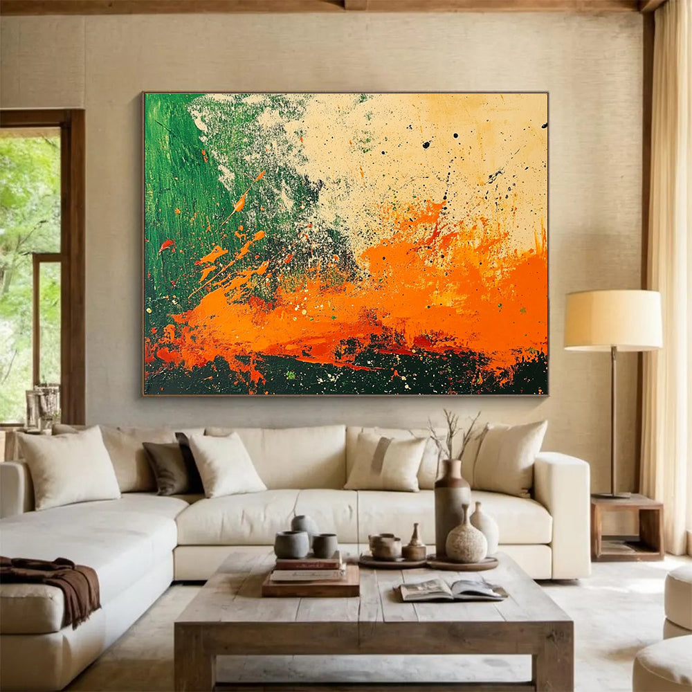 Energetic Splatter - Style Abstract Painting with Dynamic Color Bursts ABS223