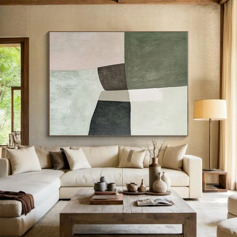 Neutral Block Abstract Painting with Subtle Harmony WINK789