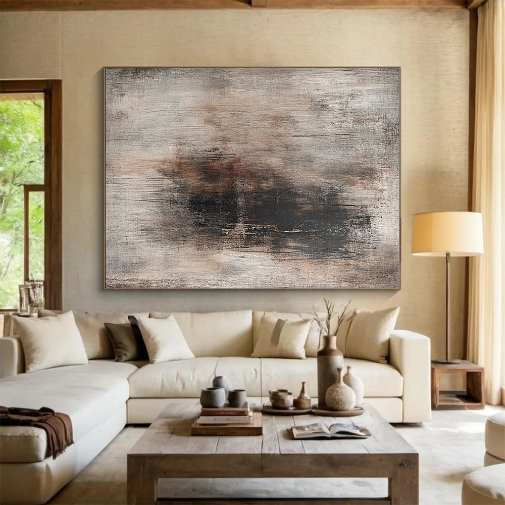 Gray and Brown Textured Abstract Painting with Rustic Charm WINK282