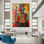 Tribal Figure with Headdress Abstract Painting for Cultural - Art Spaces HENG108