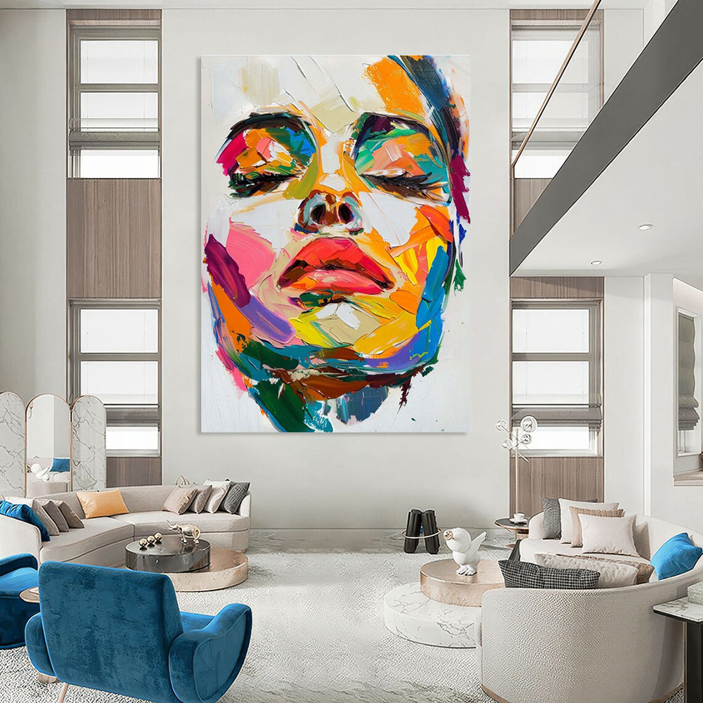 Colorful Portrait Abstract Painting for Creative Studio Lounges HENG090