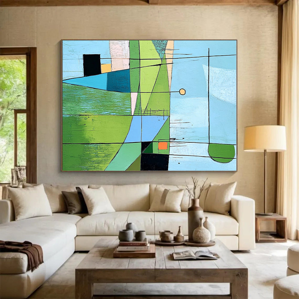 Geometric Landscape Abstraction Abstract Painting with Playful Proportions WINK232