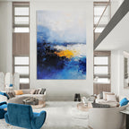Blue and Yellow Abstract Sea - Expressive Coastal Abstract Art GAB0463