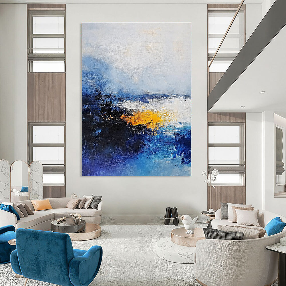 Blue and Yellow Abstract Sea - Expressive Coastal Abstract Art GAB0463