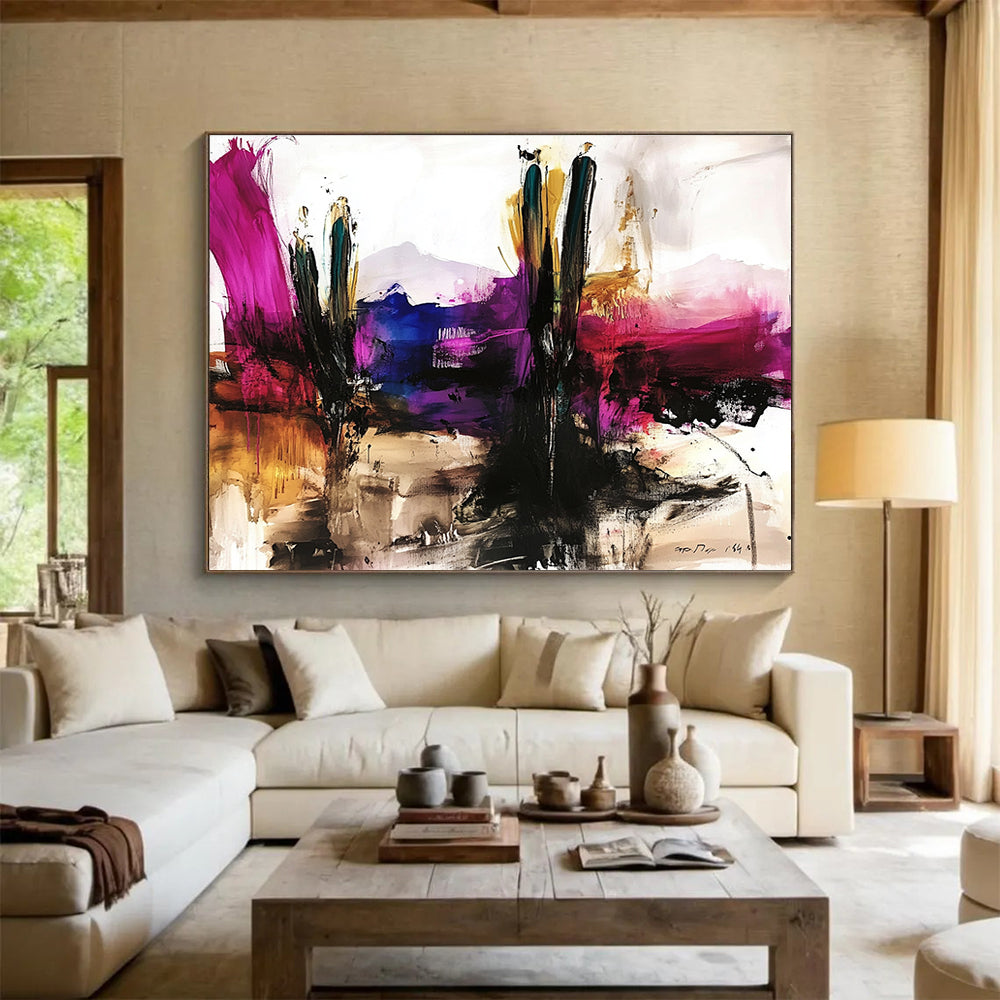 Vibrant Desert Cactus Abstract Painting ABS207