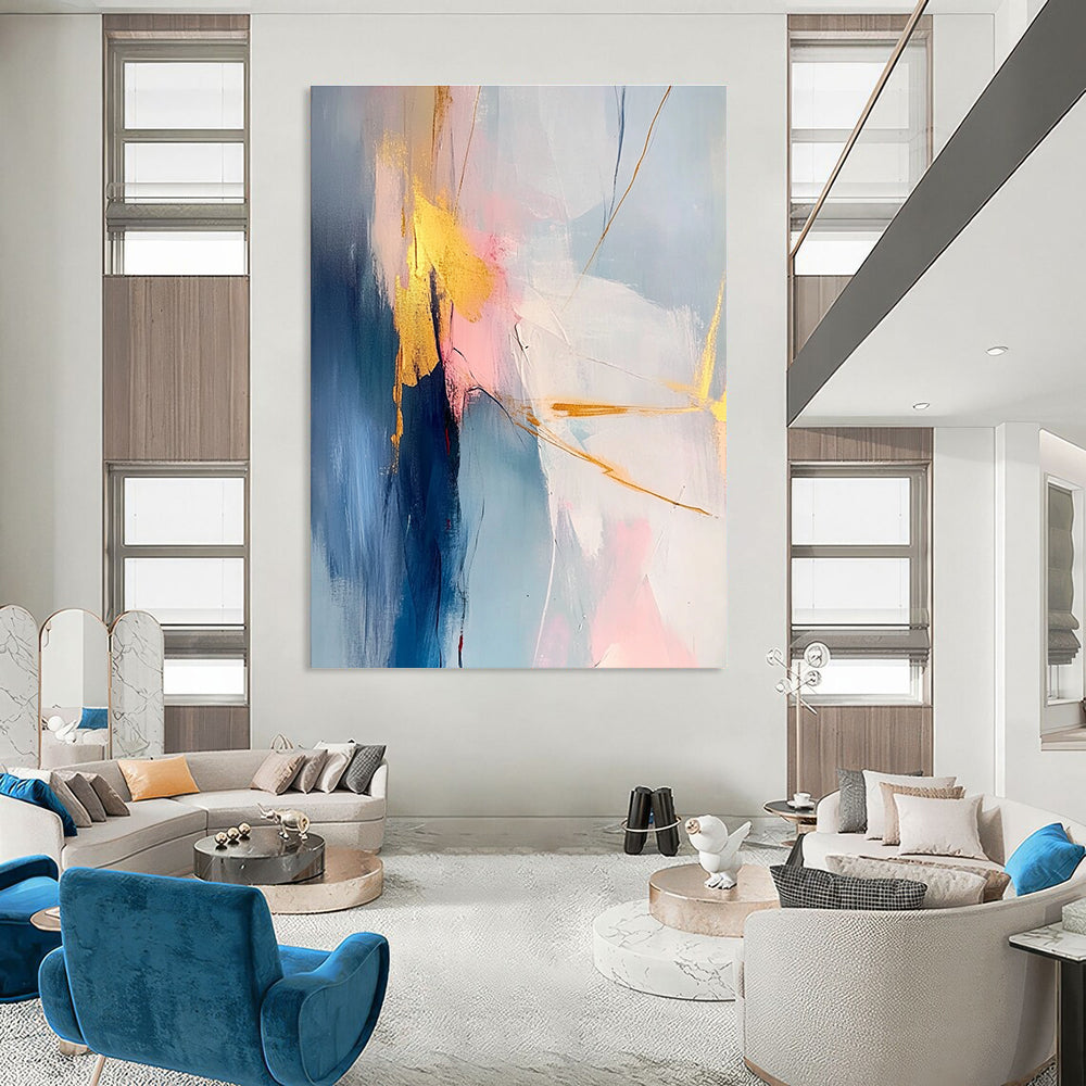 Pink Blue Abstract - Elegant Color - Block Art GAB0551