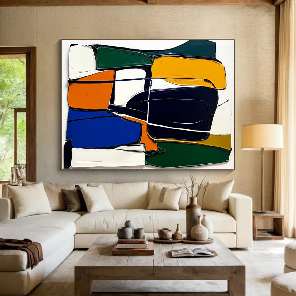 Colorful Geometric Abstract Painting with Textured Layers WINK613