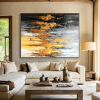 Gray Gold Abstract Painting with Luxe Drama WINK696