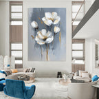 Gold - Accented Flowers Abstract Painting for Elegant Dining Rooms GAB1003