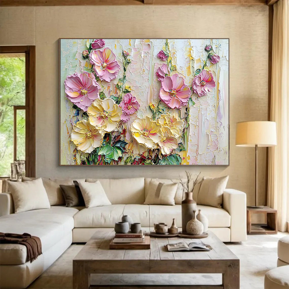 Textured Floral Bouquet Abstract Painting with Rich Details ABS600