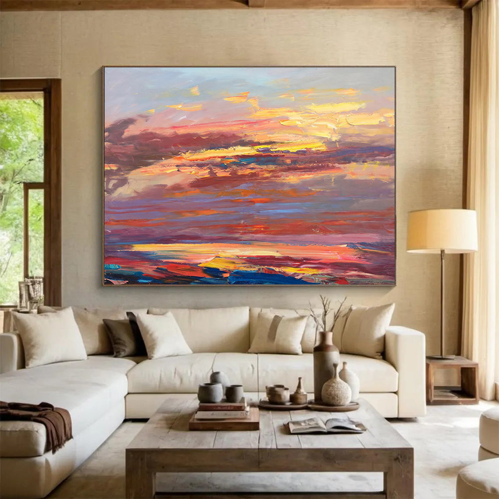 Sunset Sky Abstract Painting for Rooftop Bar Lounges YHT444