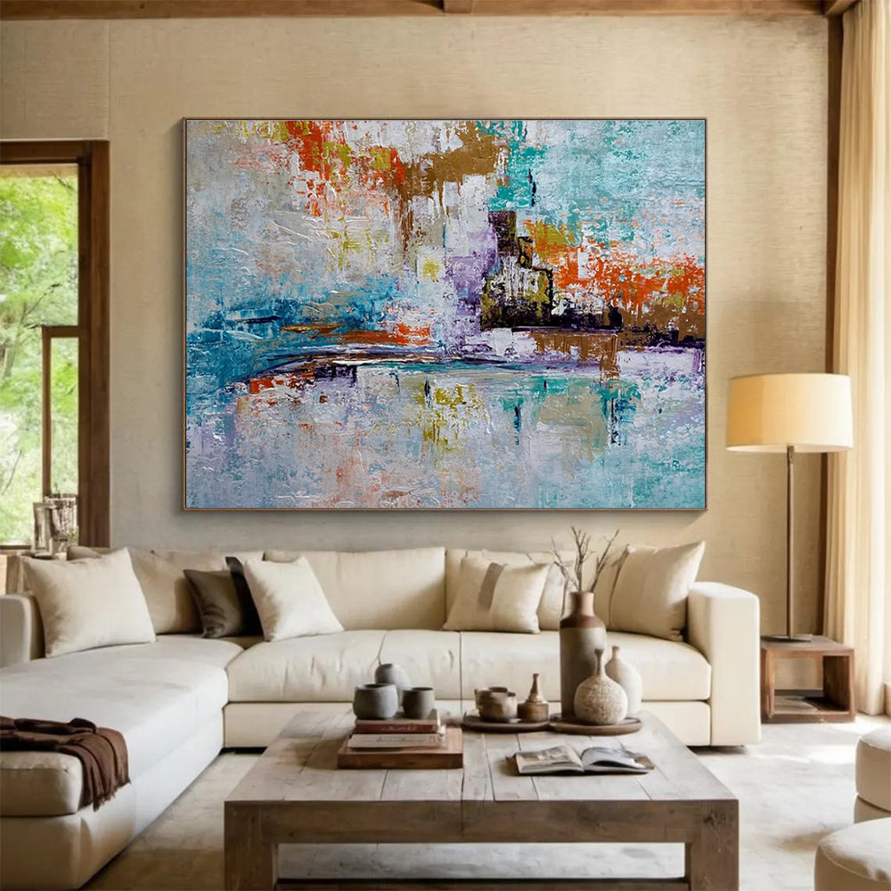 Colorful Abstract Cityscape Painting for Urban Art Galleries YHT368