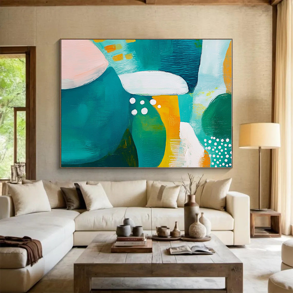 Colorful Abstract Shapes with Dots Abstract Painting with Playful Energy WINK266