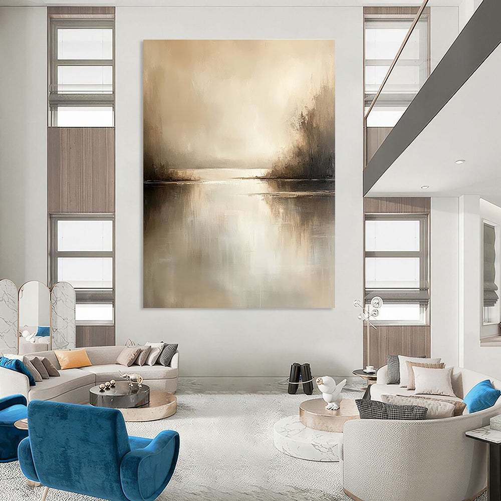 Beige Lake Abstract - Subtle Landscape Abstract Art GAB0527